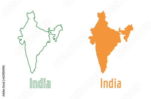 India Map country icon outline style and flat vector Silhouette