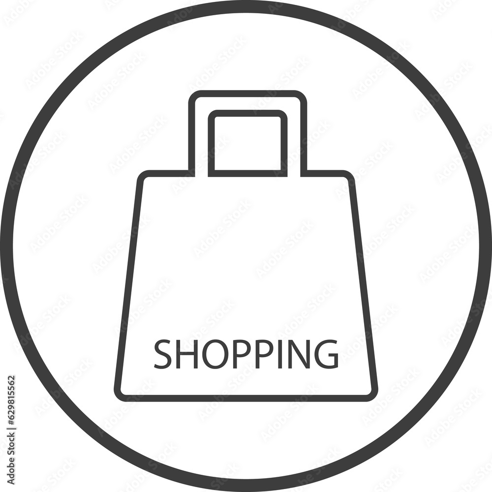 Obraz premium shopping bag icon in thin line black circle frames.