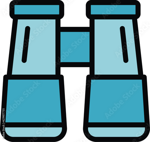 Travel binoculars icon outline vector. Walk ecotourism. Eco nature color flat