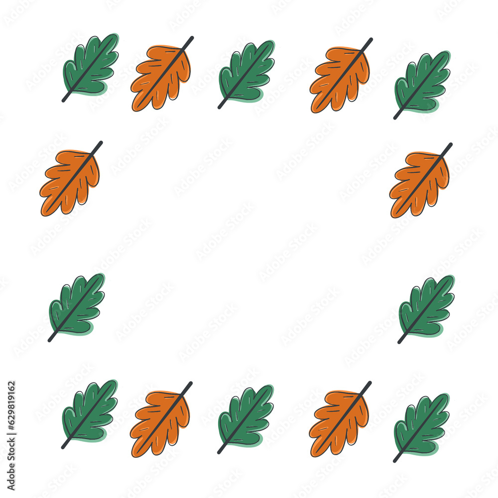 Fototapeta premium hand drawn leaves frame