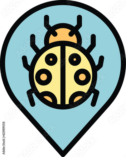 Forest bug location icon outline vector. Eco nature. Travel walk color flat