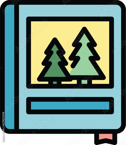 Eco trip book icon outline vector. People travel. Walk forest color flat