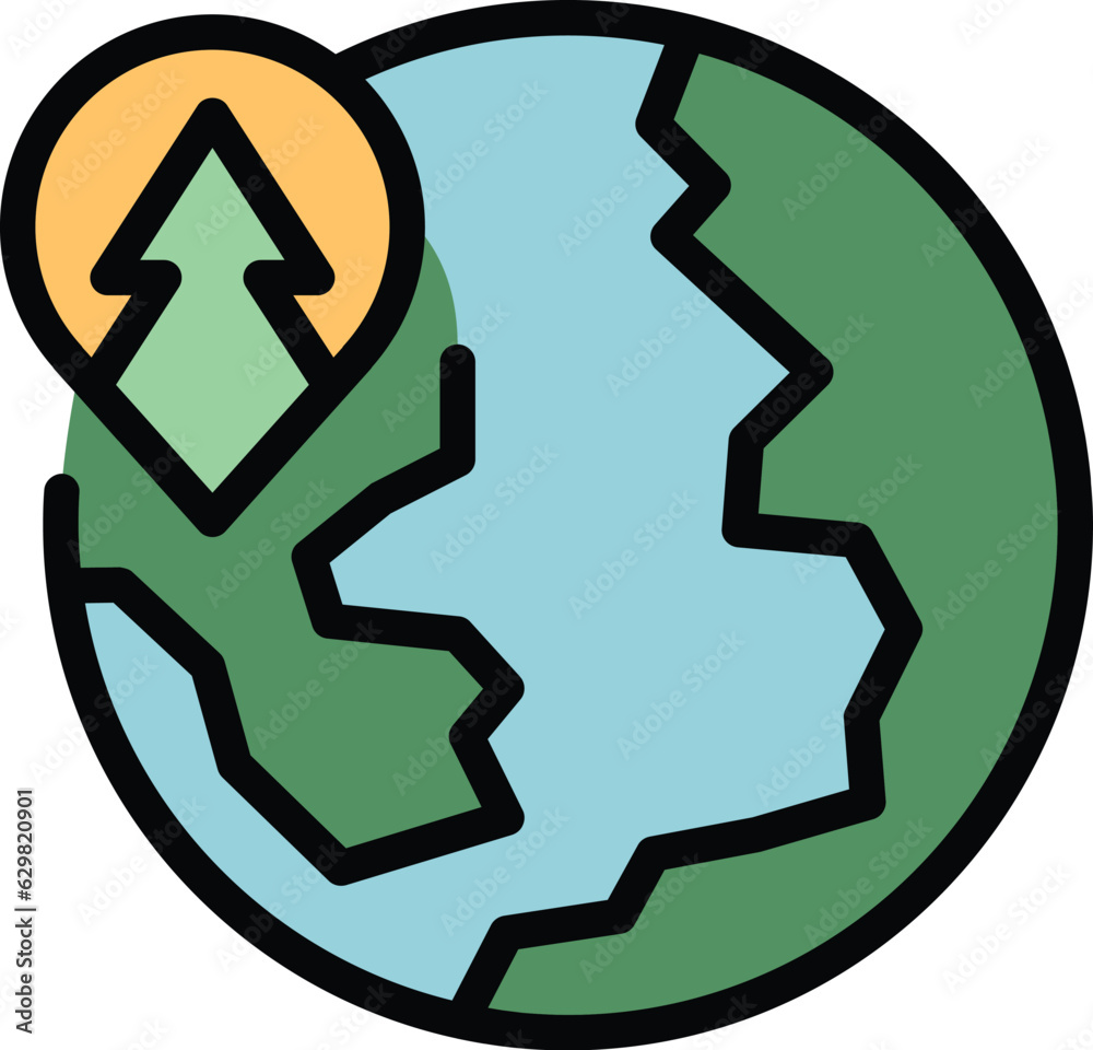 Globe eco travel icon outline vector. People nature. Ecotourism walk color flat Globe eco travel icon outline vector. People nature. Ecotourism walk color flat