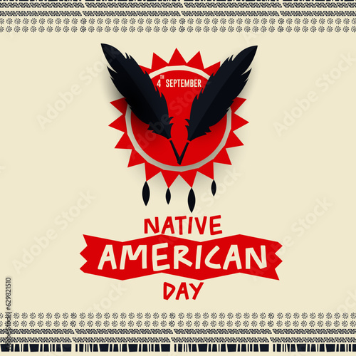 Native American Day on the 4th of September with a colorful poster banner design vector illustration.