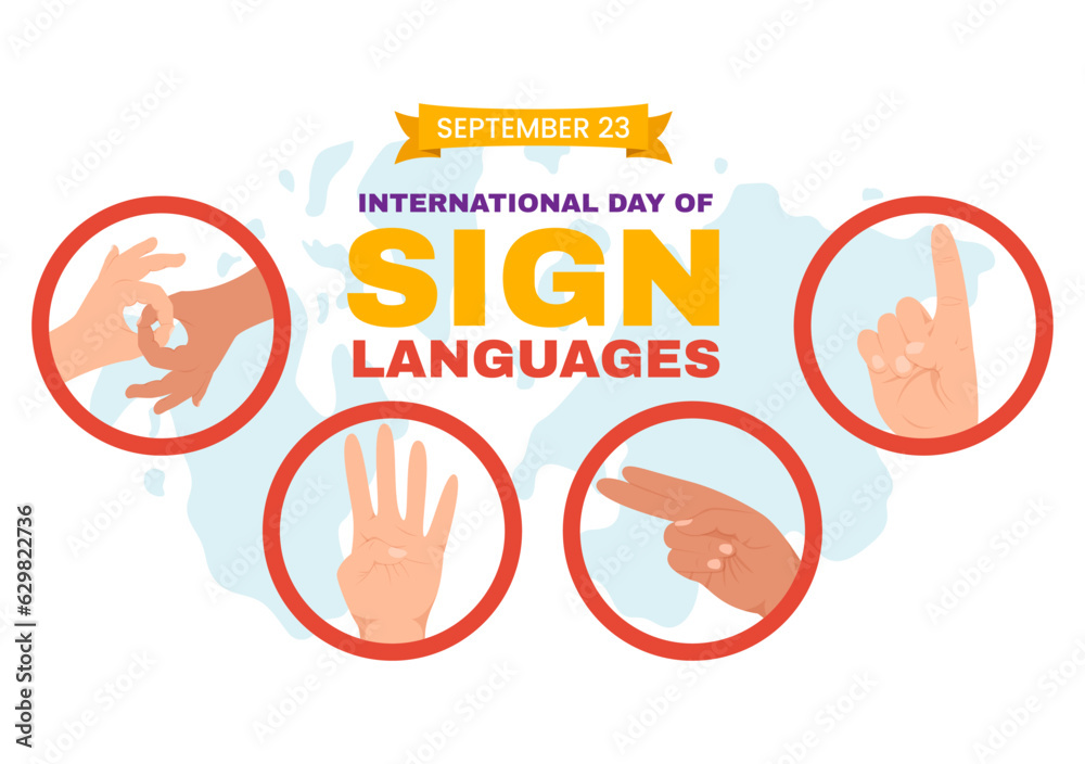 International Day of Sign Languages Vector Illustration with People