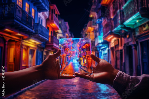 person holding a futuristic glass ai generative art