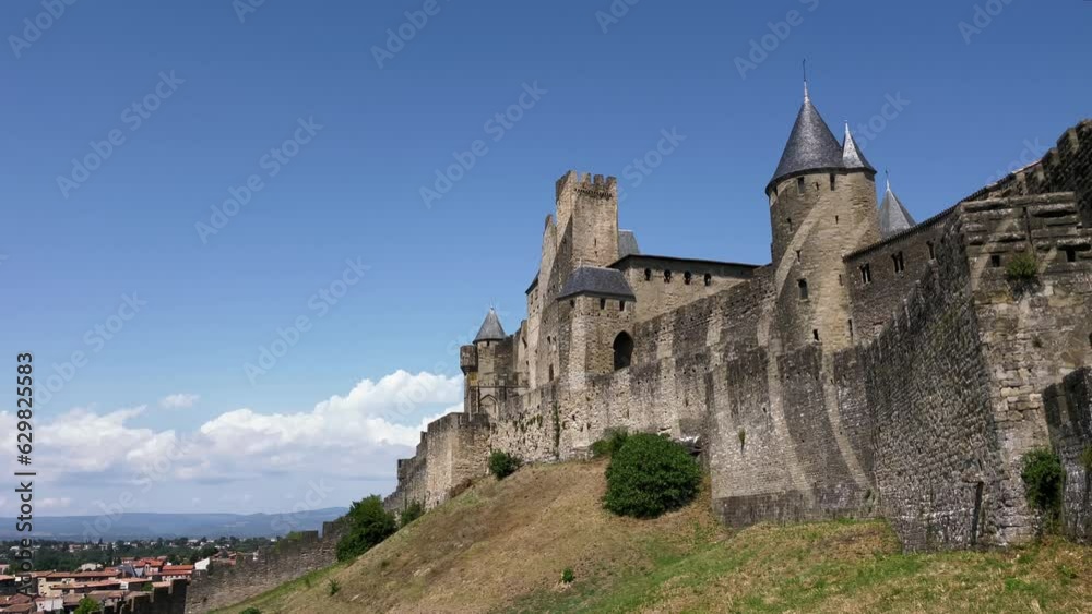 Time-lapse photography of the exterior walls of Carcassonne Medieval Castle in France. Time-lapse photography of the exterior walls of Carcassonne Medieval Castle in France.