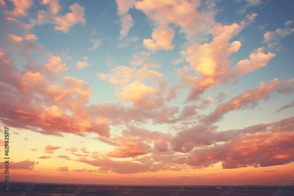 Photorealistic ai artwork of a sunset or sunrise over the sea. Dramatic clouds. Beautiful colors. Generative ai.