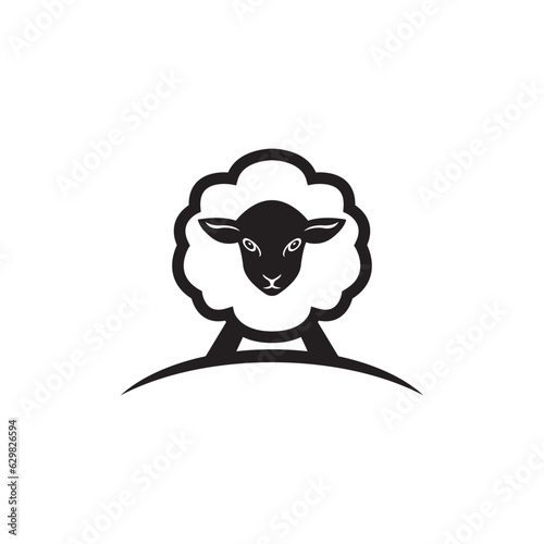 Cute sheep logo vector icon illustration design