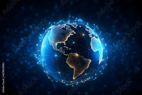 global network technology line and digital