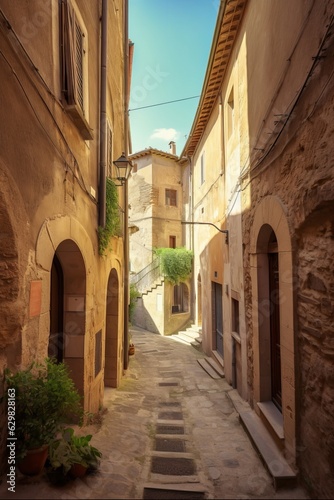 Narrow street in Sorano town in Tuscany  Italy  Generative AI