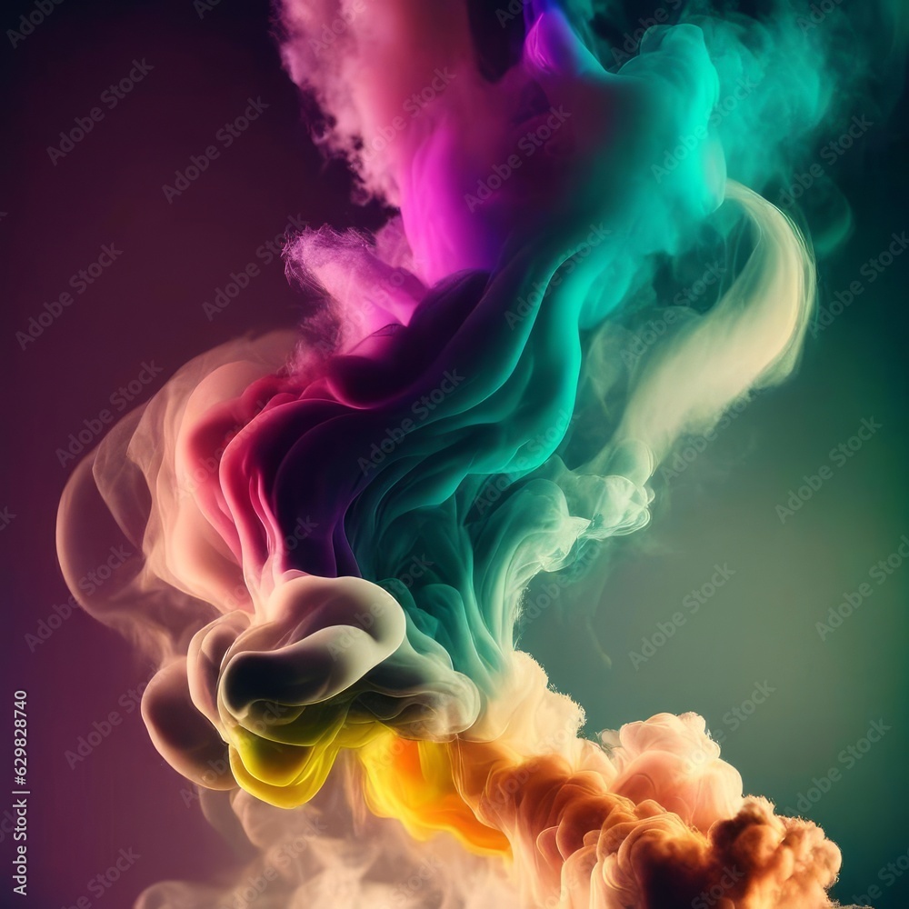 Colorful smoke on dark background, AI generated Colorful smoke on dark background, AI generated