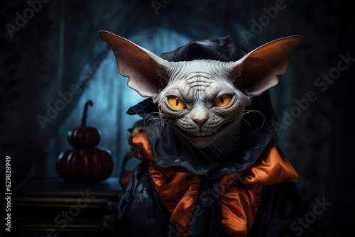 Cute Cat wearing halloween costumes. Halloween festival. Generative AI