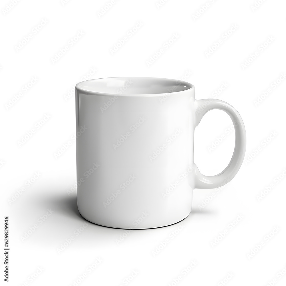 Mockup empty a white blank coffee mug on blank white background Mockup empty a white blank coffee mug on blank white background