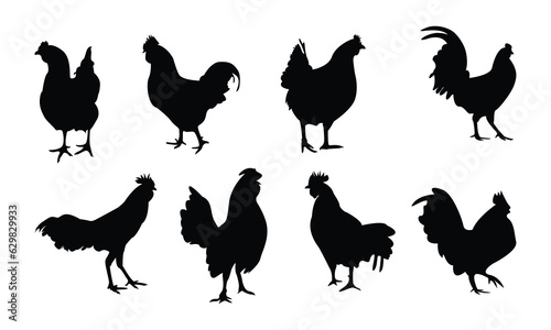 hen chicken silhouette set