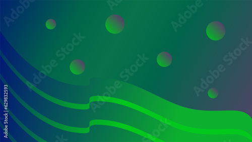 Green wavy abstract background with bubbles