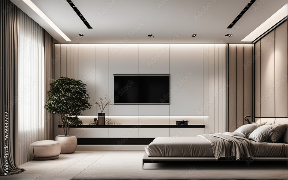 Fototapeta premium luxury hotel room with furniture for brocure or banner background