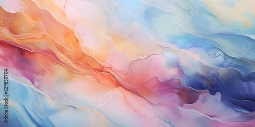 luxury and creative paint with beautiful and dreamy color, unique colored marble art with oil painting, wide graphic design for print and business - Generative Ai