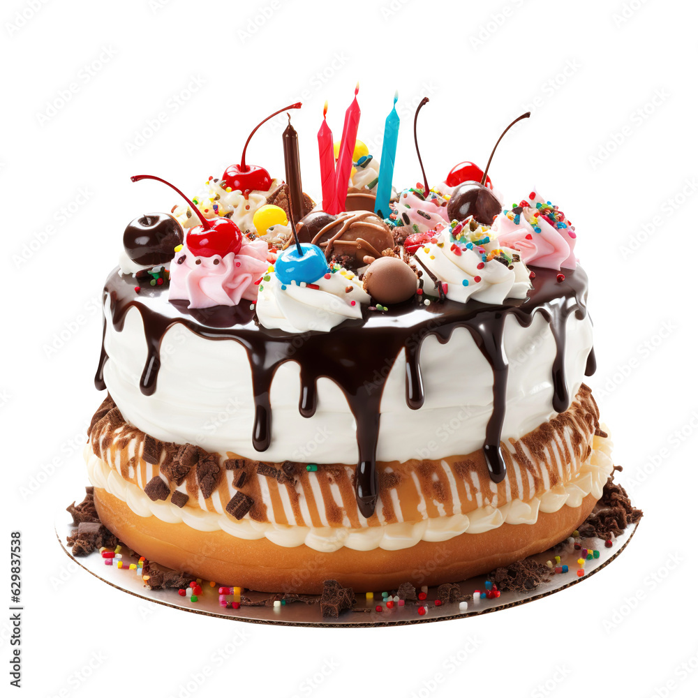 Birthday Cake with candles isolated on a transparent background ...