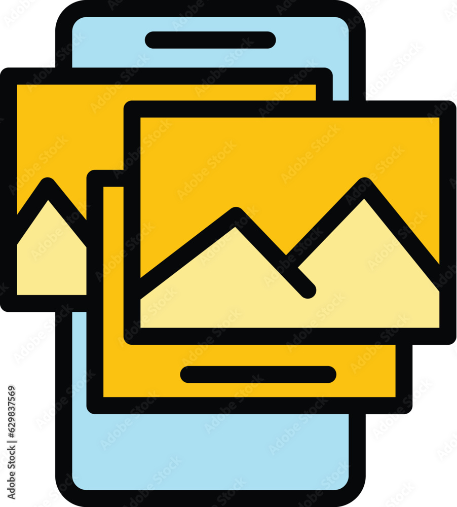 Smartphone image content icon outline vector. Market blog. Plan media color flat Smartphone image content icon outline vector. Market blog. Plan media color flat