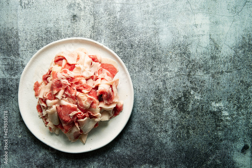 Sliced Korean Beef Brisket on a plate photo