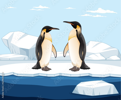 Penguin Standing on Ice in Arctic