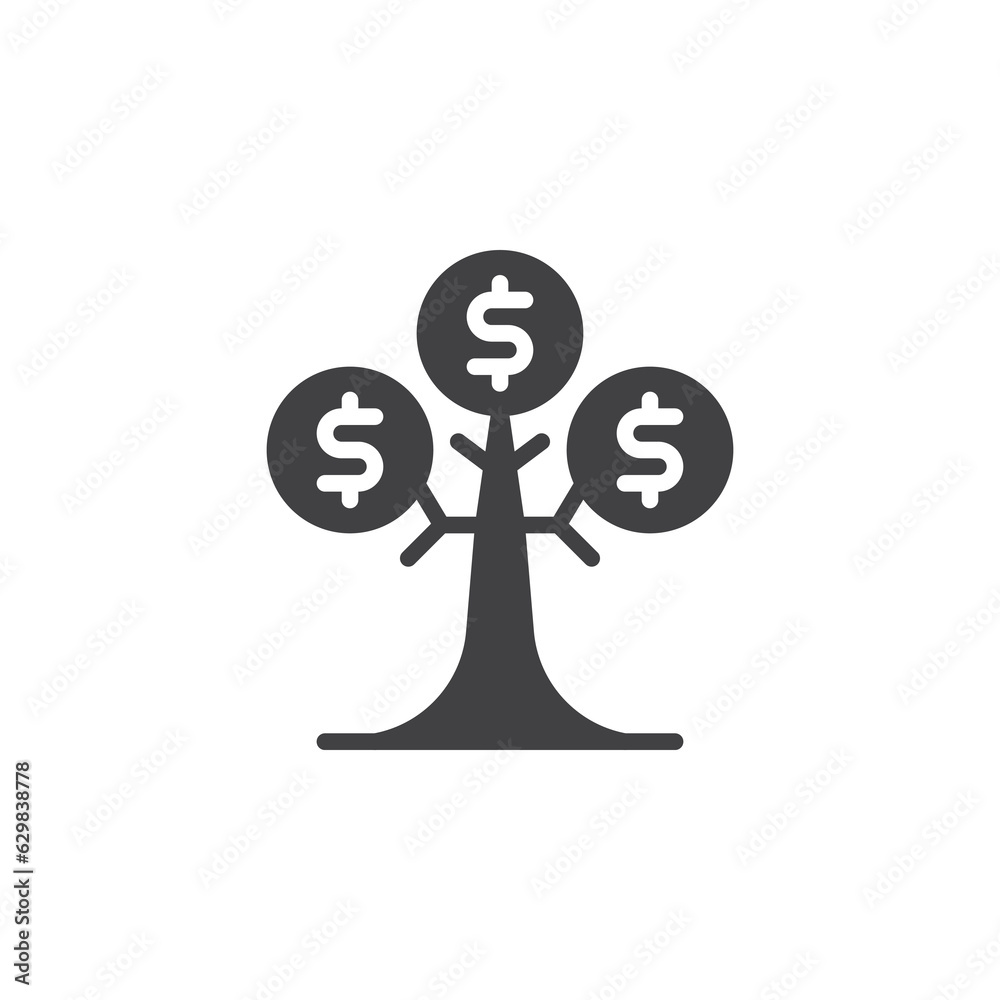 Money tree with coins vector icon