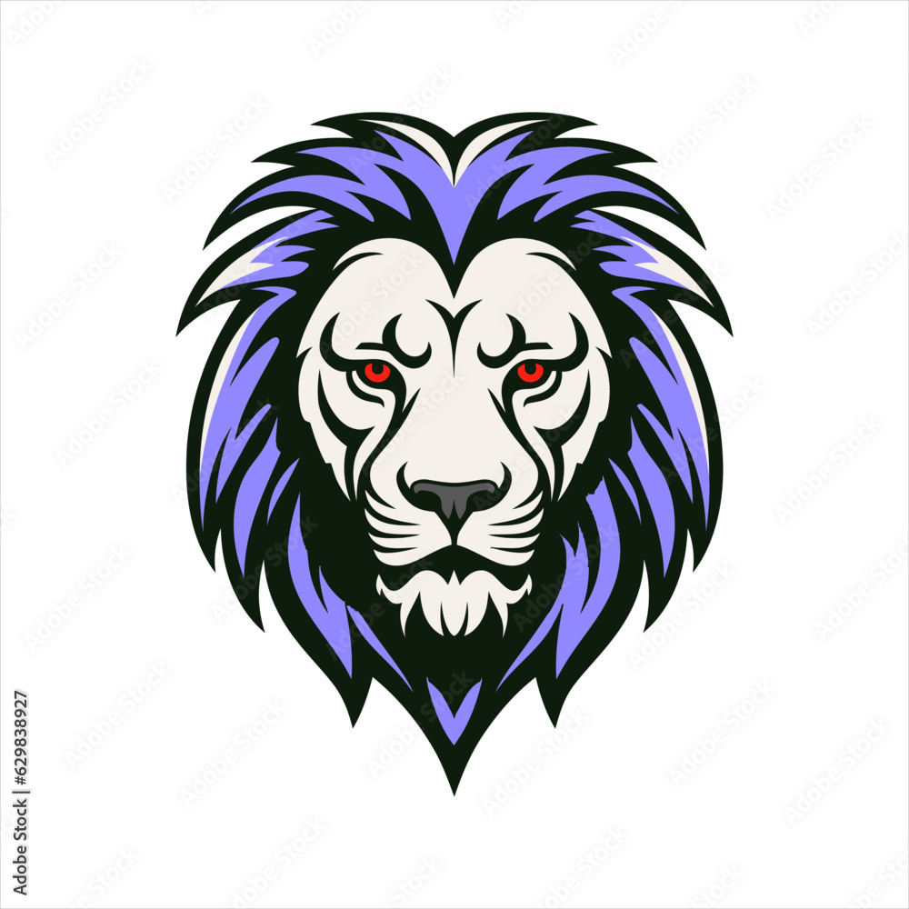 Fototapeta premium Lion head mascot logo template vector icon illustration design on white background