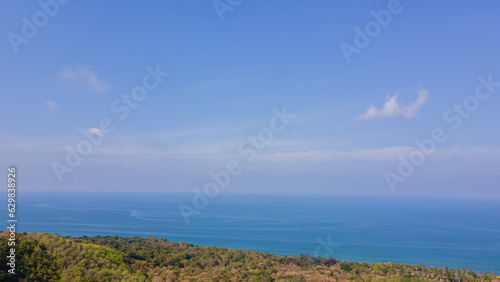 High angle drone shot of Kao Lanta  Krabi  Thailand on a clear day in the summer  suitable for family travel. walking tour resting