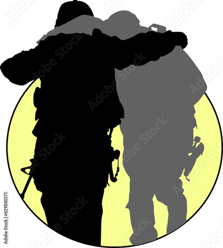 Help Soldier Silhouette Flat Vector Illustration fit for template, design resources