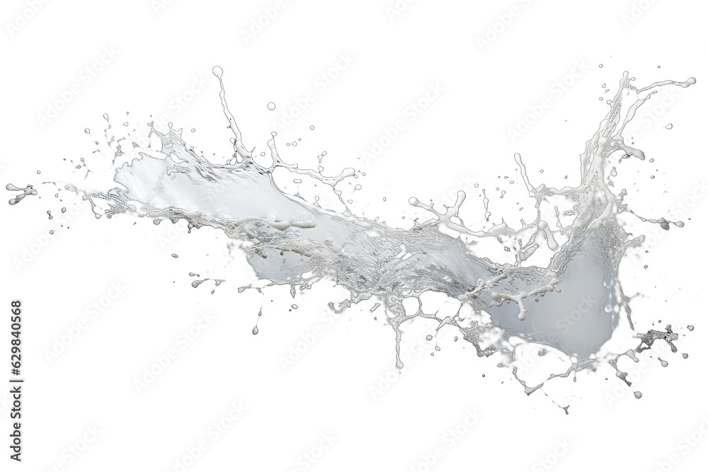 Fototapeta premium Vibrant droplets dance joyfully as sun-kissed ripples burst with life, indulging in an invigorating playfulness amidst a tranquil oasis. Ai Generative