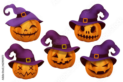 Halloween pumpkins set . Halloween Poster for invitation for designer create banner or web page.( trick or treat)
