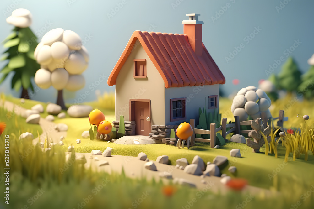 3D Small Farm Made with Generative AI