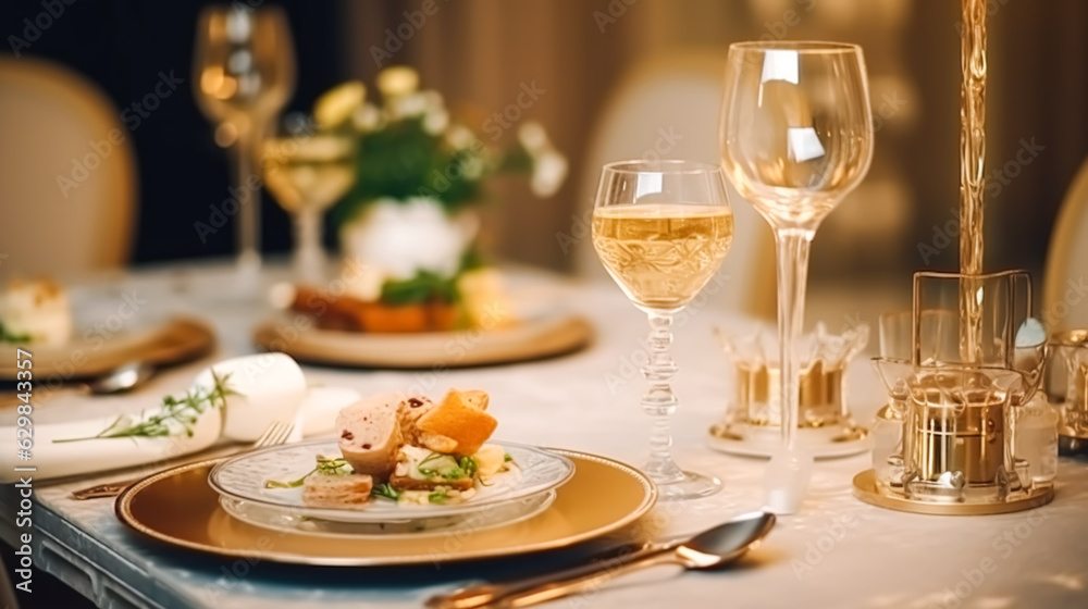 Luxury food service, appetisers and desserts served at a restaurant or formal dinner event in classic English style in the luxurious hotel or country estate, generative ai Luxury food service, appetisers and desserts served at a restaurant or formal dinner event in classic English style in the luxurious hotel or country estate, generative ai