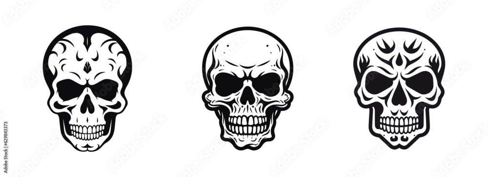 Day of the dead skull with yellow floral ornament vector illustration ...