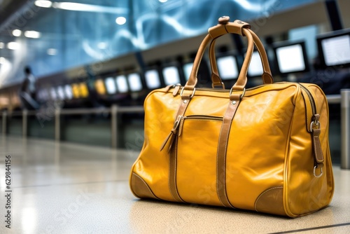 yellow suitcase in airport, AI Generated © dark_blade