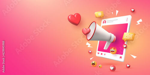 social media banner marketing seo illustration