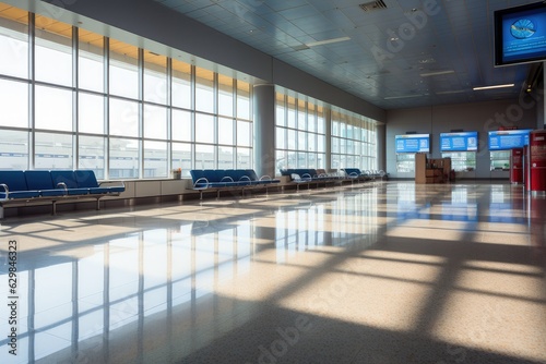 seats in the airport in waiting hall, AI Generated