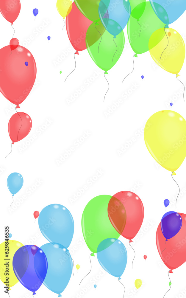 Green Confetti Background White Vector. Baloon Love Illustration. Pink Shine. Yellow Helium. Air Ribbon Card.