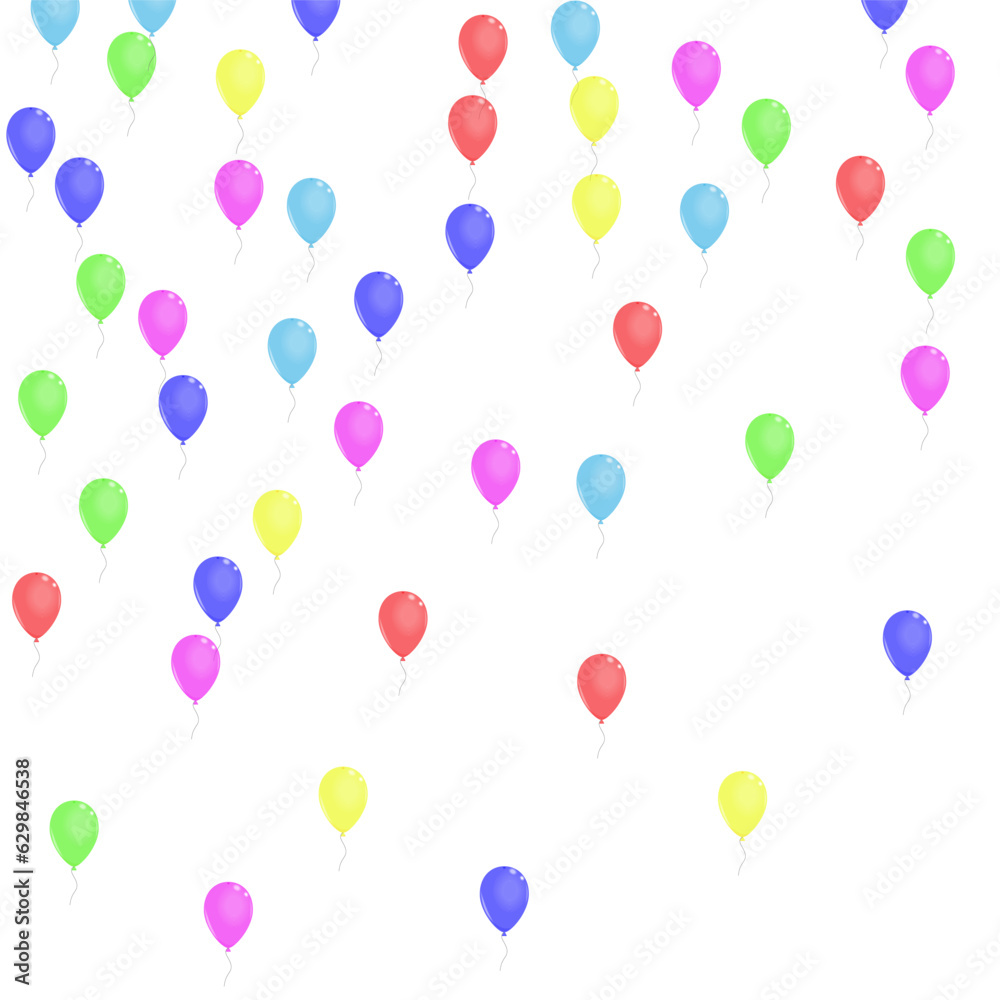 Purple Baloon Background White Vector. Ballon Streamers Illustration. Colorful Shiny. Pink Helium. Balloon Decoration Template.