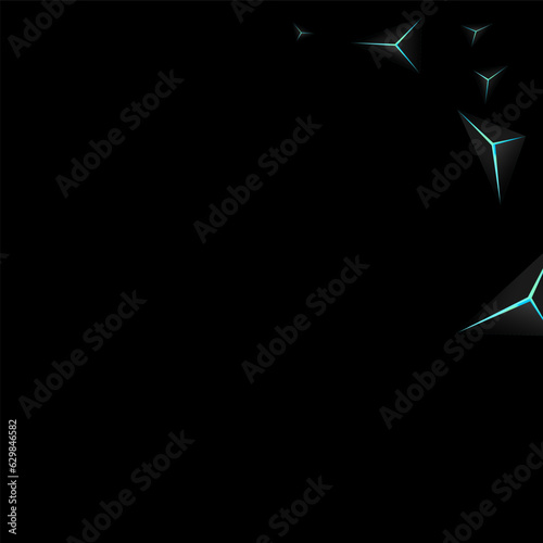 Jet Black Polygon Background Black Vector. Obsidian Facet Exclusive. Crystal Effect Template. Onyx Graphic Card.