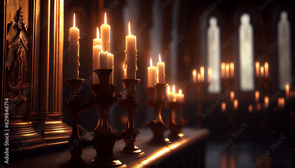 burning candles in church