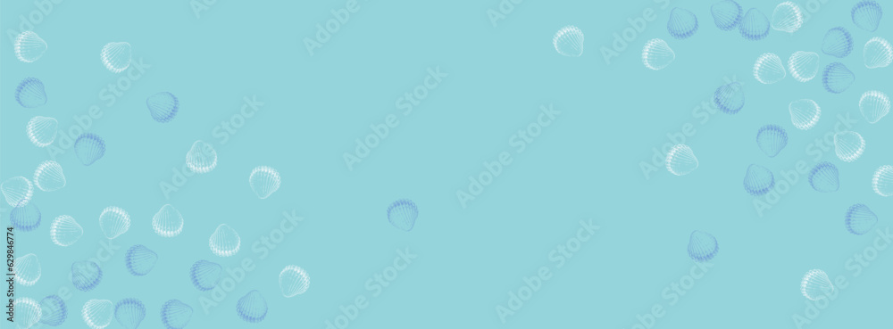 Ultramarine Starfish Background Blue Vector. Snail Decoration Textile Card. Coastal Graphic. Navy Oyster Nautical Design.