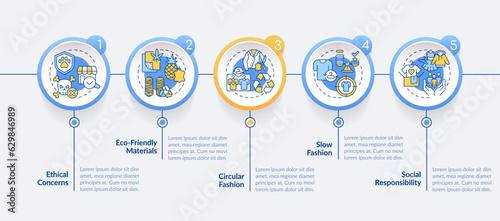 2D colorful sustainable office vector infographics template with thin line icons concept, data visualization with 5 steps, process timeline chart.