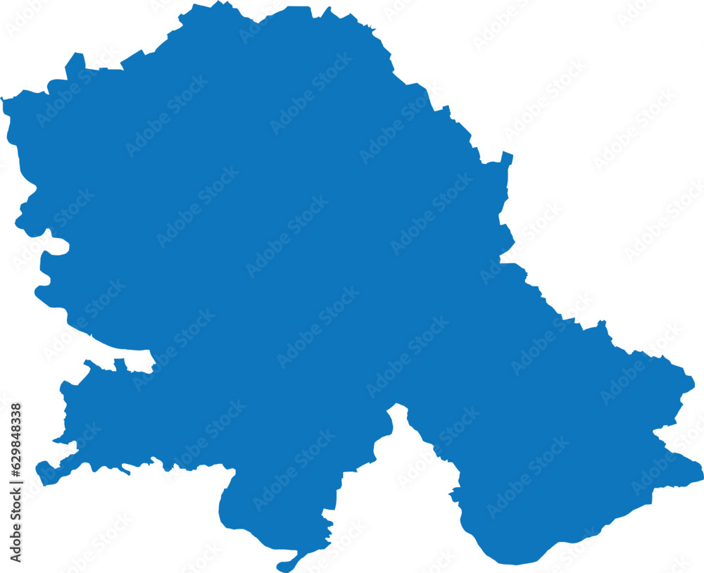 BLUE CMYK color detailed flat stencil map of the European country of VOJVODINA on transparent background