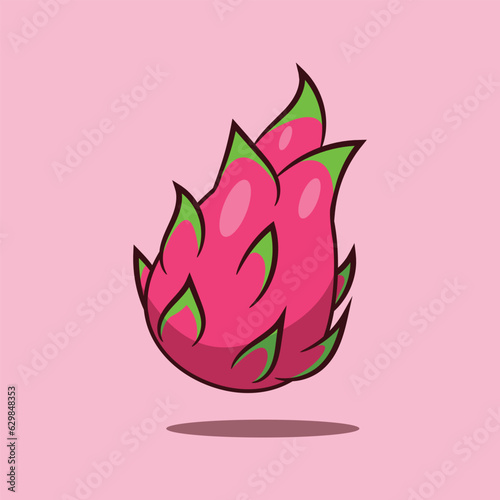 Dragon fruit cartoon vector illustration.