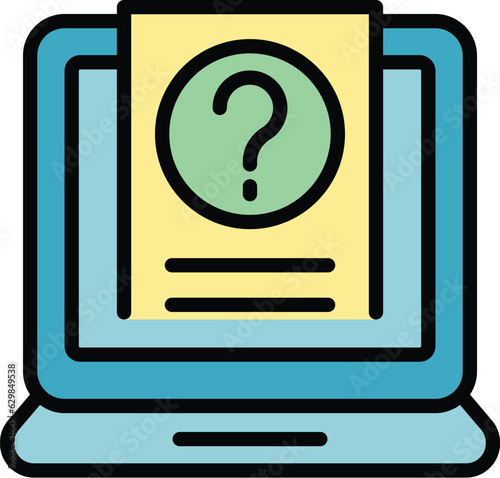 Online test icon outline vector. Computer exam. School education color flat