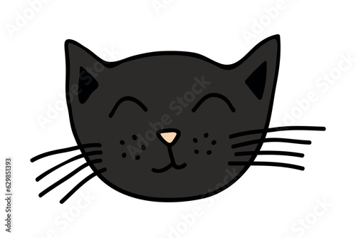 Hand drawn cat muzzle clipart. Cute pet face doodle