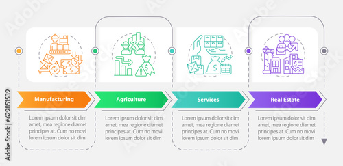 Colorful 2D overproduction vector infographics template with linear icons, data visualization with 4 steps, process timeline chart.