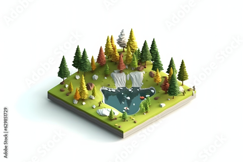 Fototapeta Naklejka Na Ścianę i Meble -  3d isometric forest Made with Generative AI